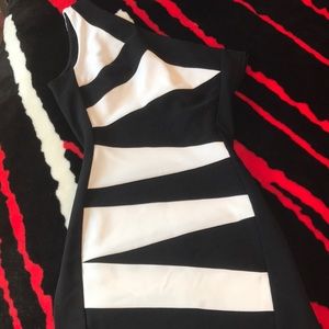 NWOT Black and White One Shoulder Bodycon Dress